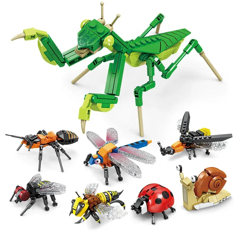 Kreative Bausteine Insekt Modell Biene Libelle Ant Mantis kinder Zusammengebaute Spielzeug Interessante Tier Ornamente Geschenke