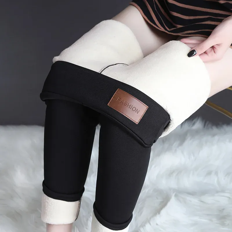 Frauen Lamm Fleece Legging Nahtlose Hohe Taille Dicke Thermische Legging Mode Winter Warme Weibliche Strumpfhosen Isolierte Pantalon Hosen