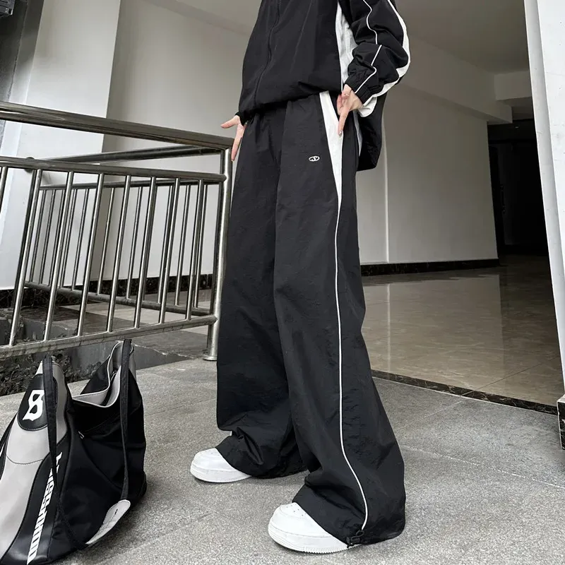 Frauen Casual Jogger Hosen Mode Streetwear Übergroßen Sport Breite Bein Hosen Hip Hop Y2k Jogginghose Hohe Taille Baggy Hosen