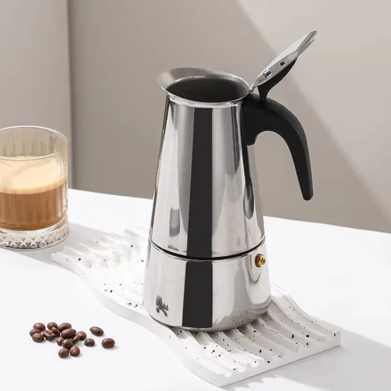 Kaffeemaschine Moka-Kanne Edelstahl 2/4/6/9 Tassen Mocha Espresso Latte Herdplatten-Kaffeekanne mit Filter für die Küche
