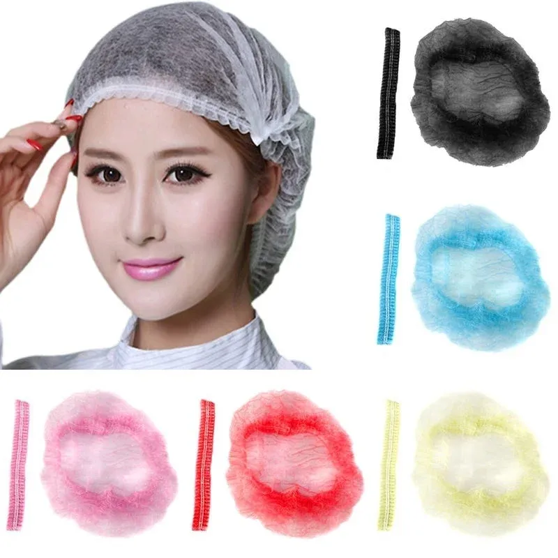100 Stück Einweg-Microblading-Vliesstoff für Make-up, Haarnetz, Kappe, steriler Hut, Chef, Catering, Staubstreifen, Badezimmerzubehör