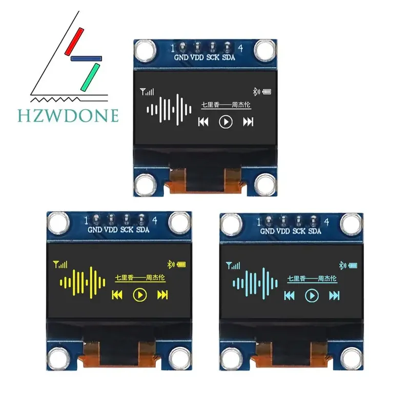 0,96 Zoll oled Display-Modul ssd1306 i2c iic spi seriell x 64 lcd 4-polig gelbblau whiteblue für Arduino (Stift köpfe gelötet)