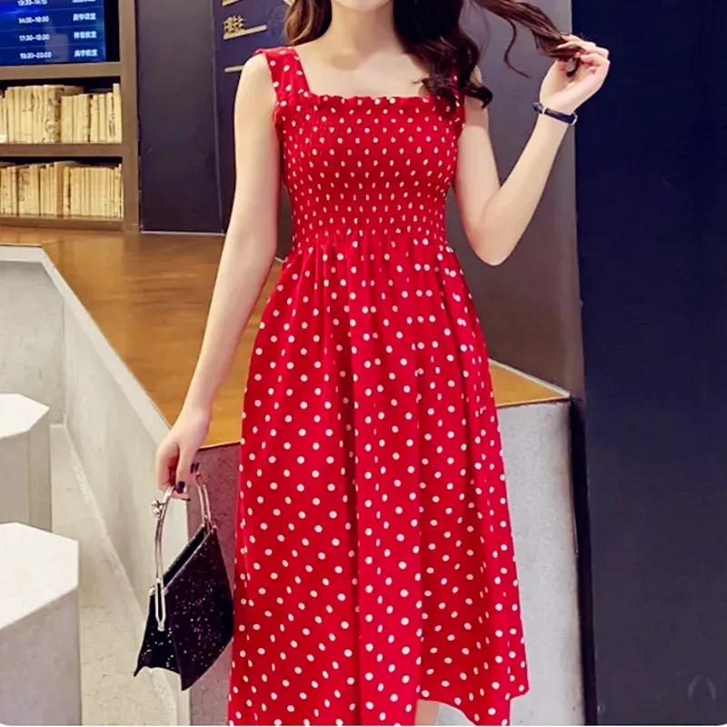 2025 sommer Befree Strand Lange Vintage Punkte Casual Rüschen Elegante Maxi Strap Camis Seidige 5XL Kleid Vestidos Sexy Frauen