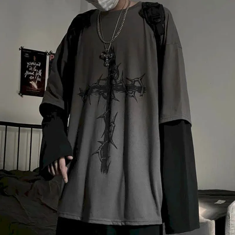 Männer T Shirts herbst männer Kleidung anime lässig Lange Ärmeln Übergroßen Y2K T-Shirt Harajuku Streetwear Wissenschaft Hip Hop t tops