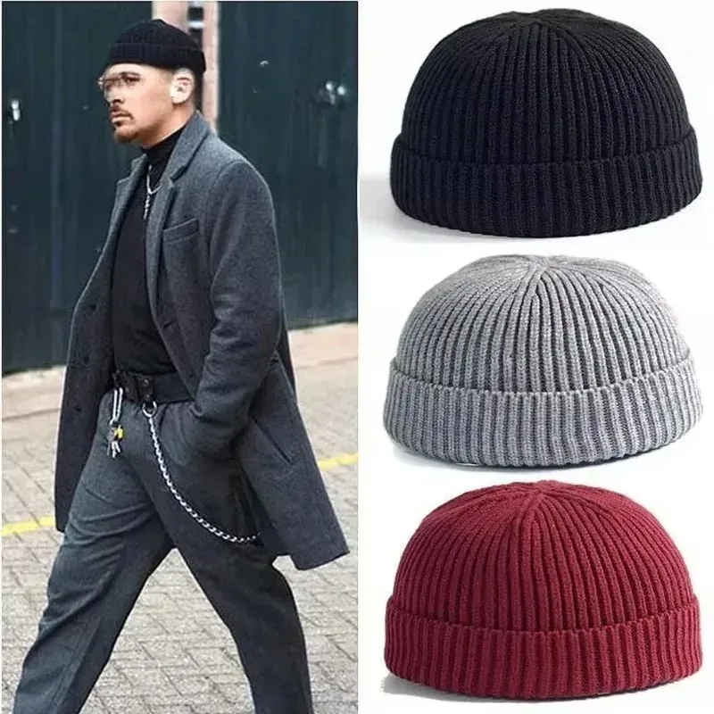 1 Stück Trendige Strickmütze für Männer & Frauen, Wollmütze, Modische Einfache Warme Skullies Beanies, Einfarbige Herbst-Winter-Mütze
