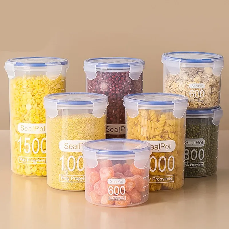 Versiegelte Gläser mit Skala, Getreidespeicher, Küche, Lebensmittel, Frischhalteboxen, Kühlschrank, Organisieren, Behälter, Gewürze, Gewürze, Dose