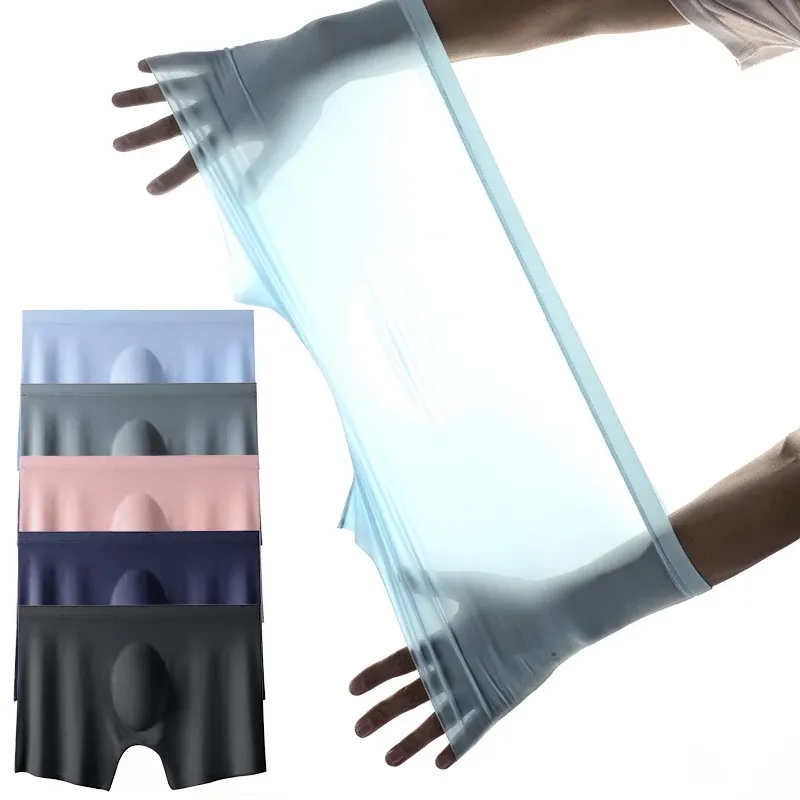Männer Sommer Eis Seide Boxer Briefs Unterwäsche Dessous Unterhose Shorts Ultra-dünne Atmungsaktive Sexy Nahtlose Höschen