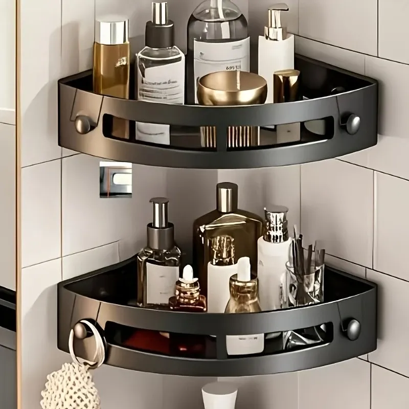 2 Stück Eckregal für Badezimmer, Bohrfreier Selbstklebender Wandmontierter Shampoo-Halter zur Organisation und Aufbewahrung im Bad
