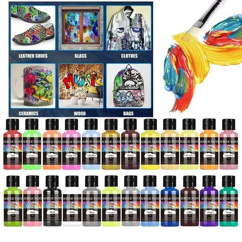 Hochwertige 30 ml/Flasche Acrylfarbe Farben Farbstofffarbe für Stoff Kleidung Malerei für Leder DIY Pigment Graffiti