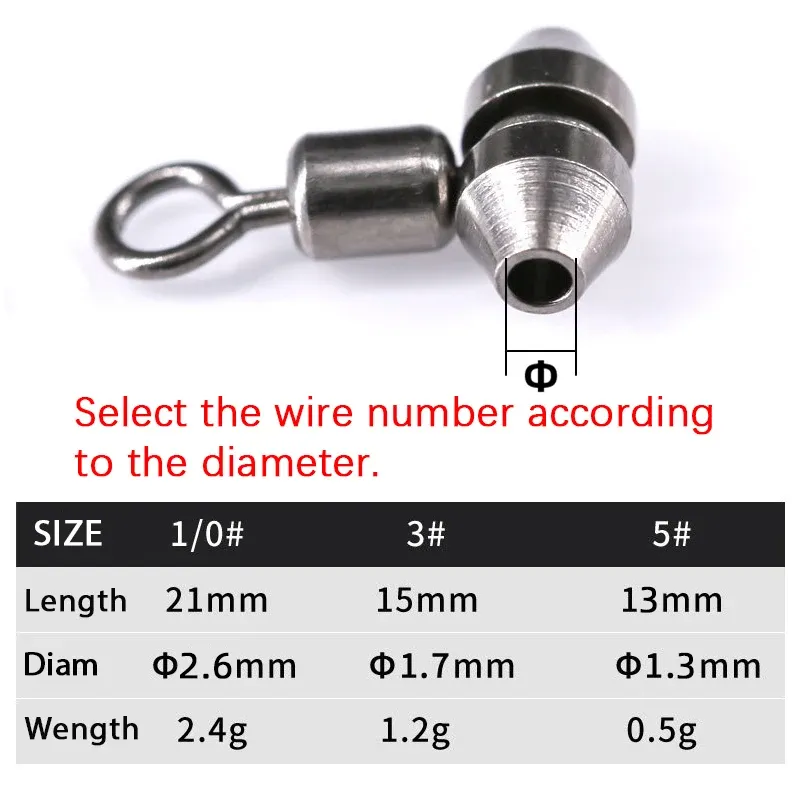 20 Stück Spin Fishing Supplies Red Whale Kugellagerwirbel Kupferkopfwirbel Küstenkarabiner für Angelzubehör