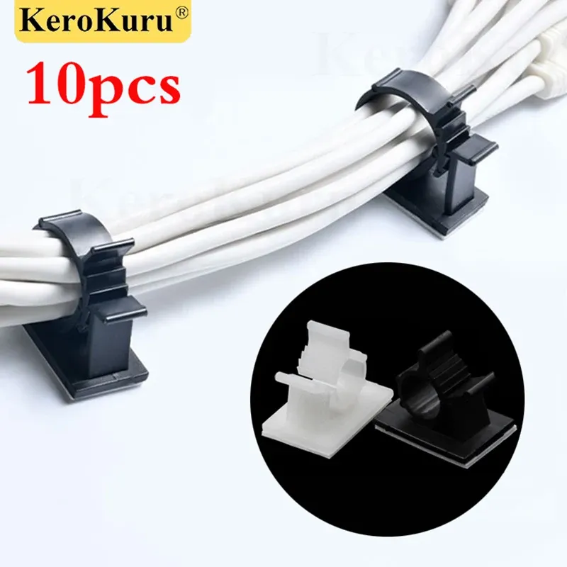 10 stücke Klebstoff Kabel Organizer Clips Tisch Kabel Management Einstellbare Kabel Halter Für Auto PC TV Lade Draht Spuler