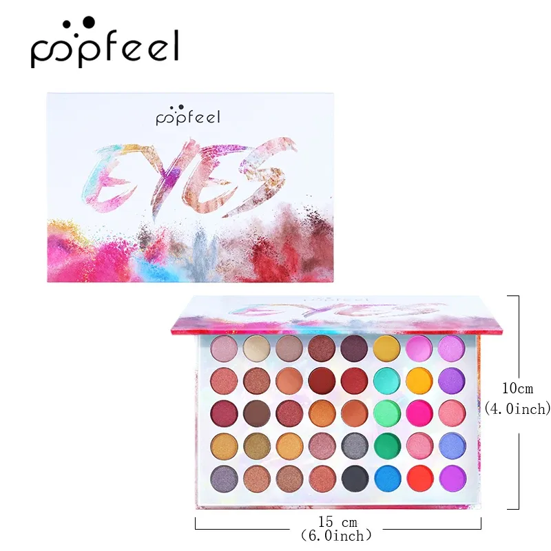 Popfeel 40 Farben Lidschatten Palette bunte Perl glanz matt mehrfarbige Kombination Make-up Lidschatten