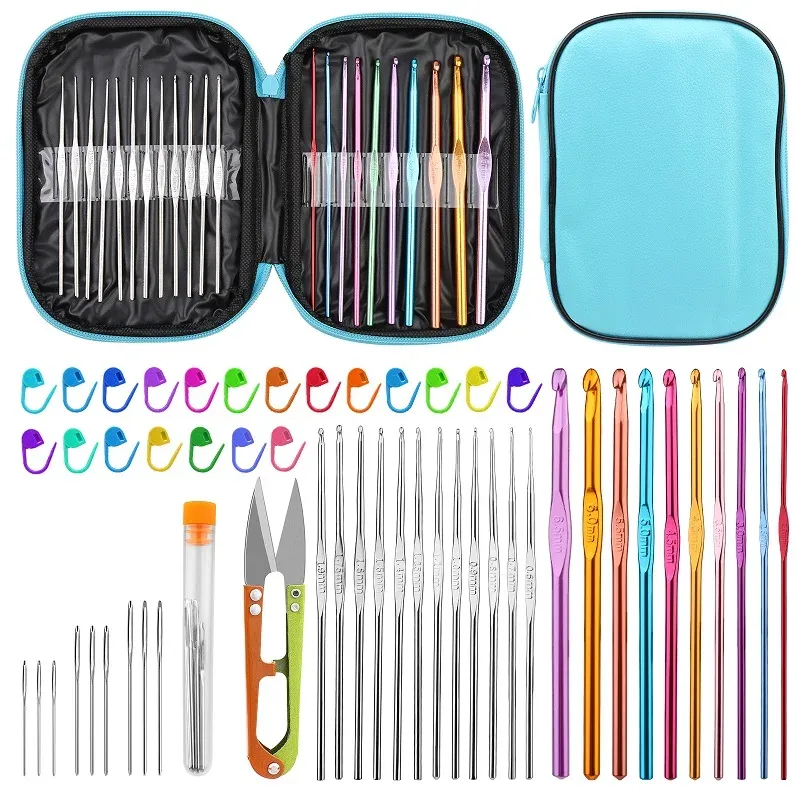 Häkelnadel-Set, Häkelset, Häkelnadeln für Anfänger mit Stichmarkierungen, stumpfe Handnähnadeln für DIY-Strickhandwerk