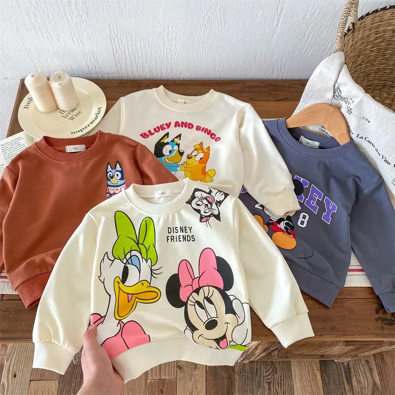 Mode Cartoon Gedruckt Kinder Hoodies Crewneck Baby Jungen Mädchen Langarm Tops Lose Disney Kinder Kleidung Herbst Sweatshirts