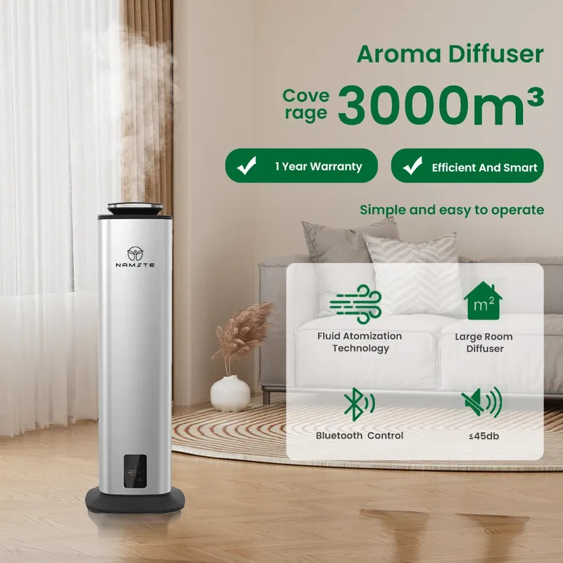 NAMASTE Lufterfrischer für Zuhause, 800 ml, Duftdiffusor für ätherische Öle, duftende Hotelatmosphäre, 3000 m3, große Abdeckung