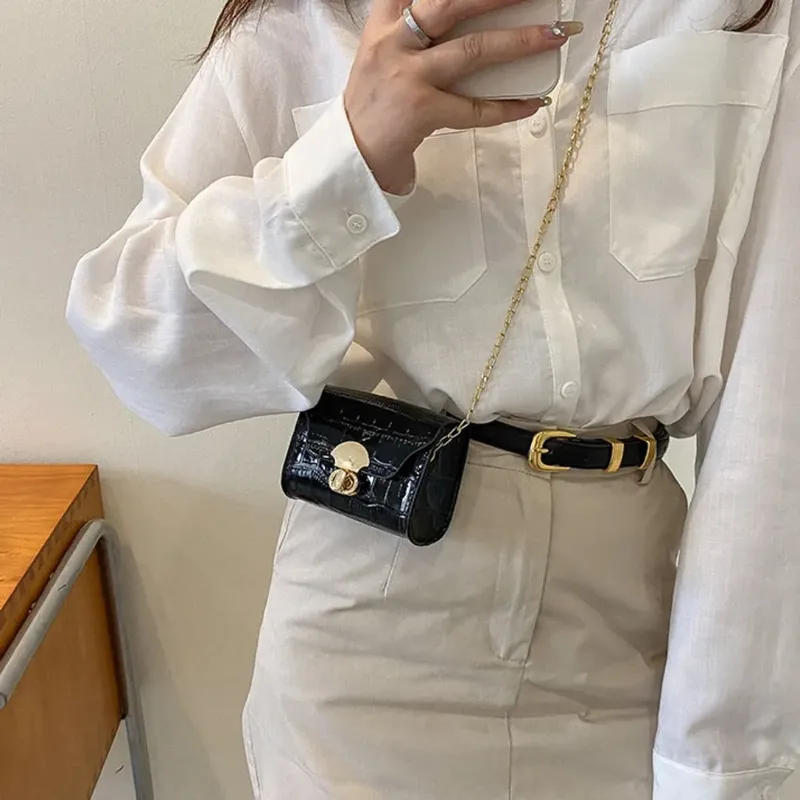 Trendige Mini-Umhängetasche, lässige Umhängetasche mit Kette, tägliche Pendeltasche, Lippenstift-Geldbörse