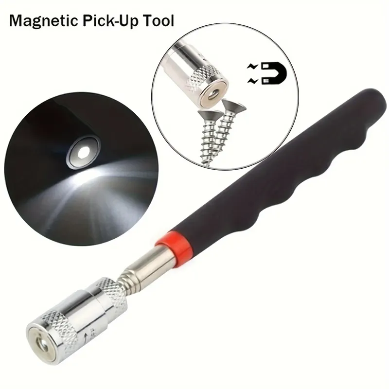 1pc Tragbare Magnetische Pick Up Werkzeug Ausziehbare Teleskop LED Taschenlampe Magnet Stange Für Reparatur Shop
