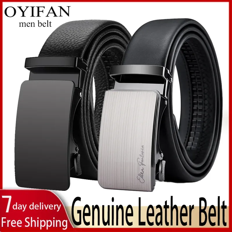 OYIFAN Herrengürtel Echtledergürtel für Herren Legierungsschnalle Ratschengürtel Herren Designergürtel Automatische Gürtel  soi
