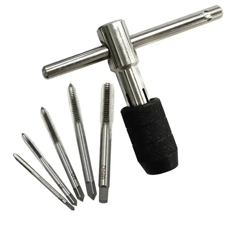 Tragbare 6 stücke T-Typ Windeisen Set High Carbon Stahl Hand Gewindeschneiden Werkzeuge M3-M8/M5-M12 maschine Schraube Gewinde Twist Bit DIY Kit