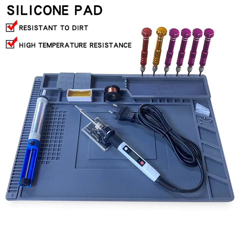 Silikon-Lötmatte, Schreibtischplattform für Schweißstation, Eisen, Telefon, PC, Reparatur, magnetische Wärmeisolierung, keine Blei, S-160