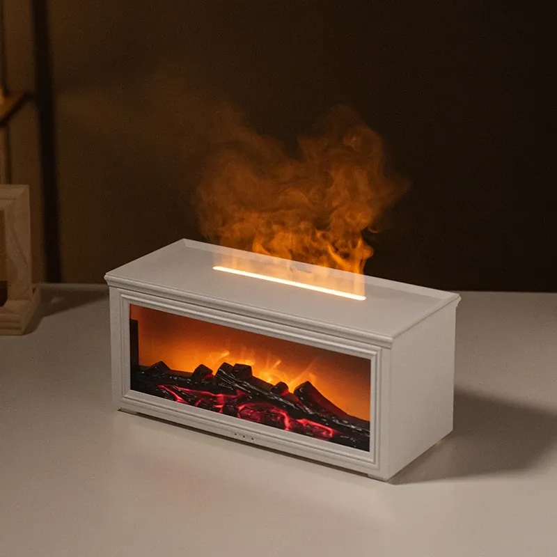 7-Farben-Diffusor für ätherische Öle, Mini-Flammen-Aromatherapie-Kamin-Luftbefeuchter, Aromatherapie-Öl-Diffusor