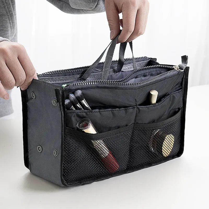 Kosmetiktasche für Damen, Nylon-Reise-Organizer, Handtaschen-Einsatztasche, faltbar, große Kapazität, Make-up-Tasche