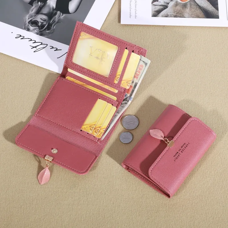 Dreifach faltbare Clutch-Geldbörse, minimalistisches Kreditkartenetui, lässige Damen-Geldbörse