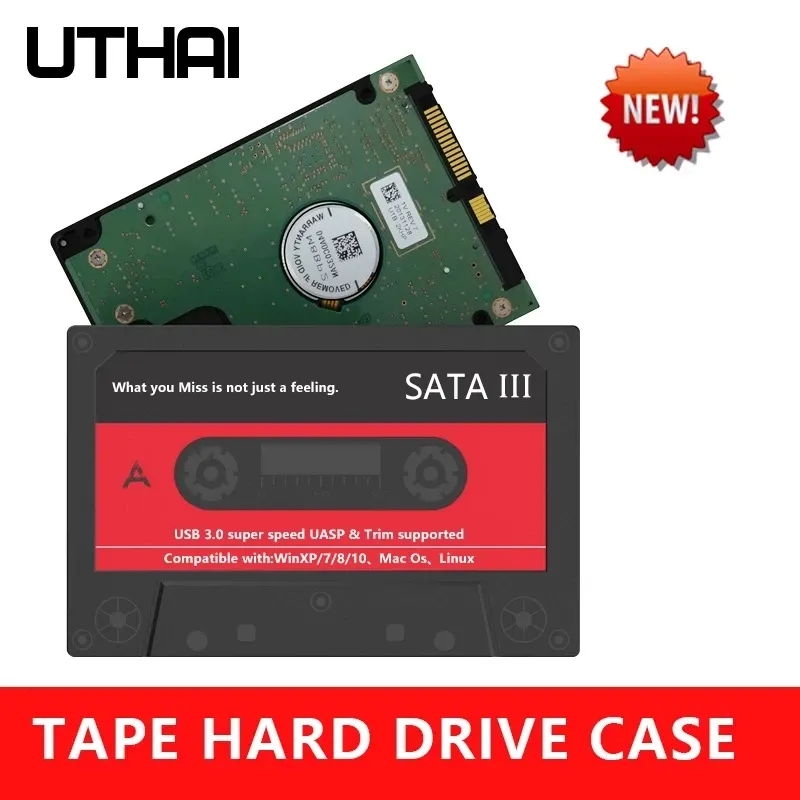 UTHAI T46 Neues 2,5-Zoll-externes Festplattengehäuse, USB 3.0 SATA 5 Gbit/s HDD- und SSD-Bandgehäuse UASP für PC-Notebook