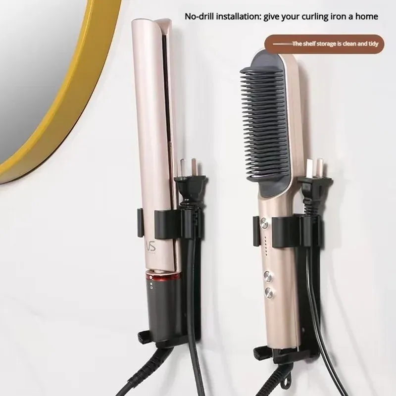 Bad Haar Werkzeug Halter Raum Aluminium Haarglätter Halter Rack Kein Stanzen Haar Curler Halter Gebaut In Kabel Management Slot