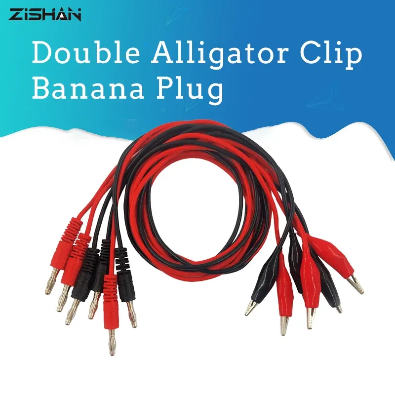 ZIShan 1M Alligator Cilp auf Bananenstecker Testkabel Bleianschluss Dual Tester Sonde Krokodilklemme für Multimeter Messwerkzeug