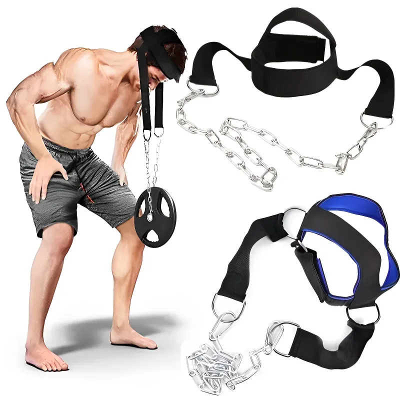 Kopf Hals Eisen ChainTraining Harness Übung Halswirbelsäule Strap Einstellbare Power Gym Fitness Gewicht Lager Kappe Steckdose Gerät