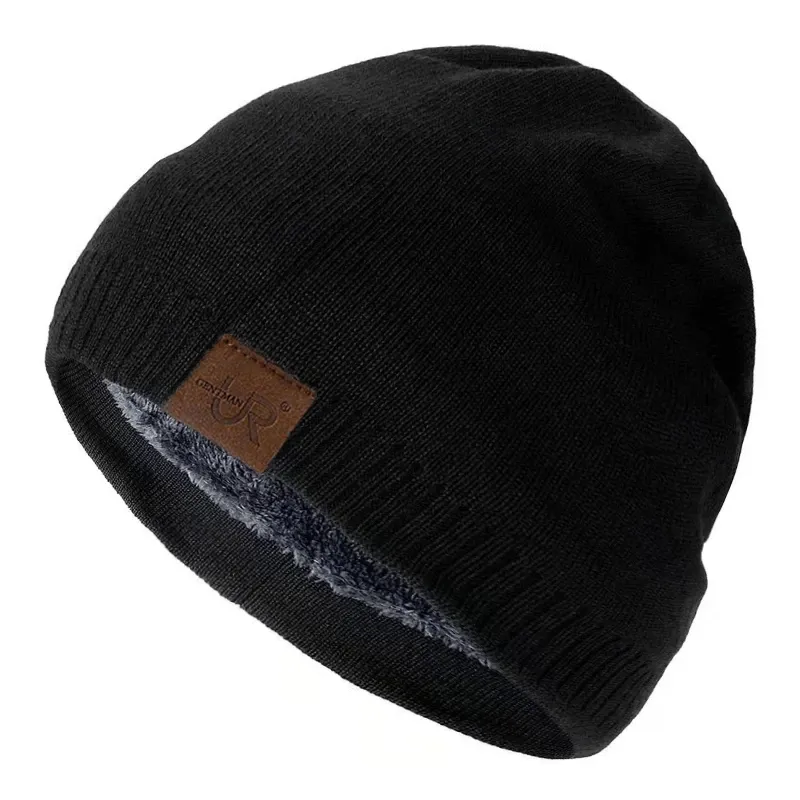 Unisex Urgentman Labal Winter mützen einfarbige Strick mützen für Männer und Frauen Beanie Cap Outdoor hinzufügen Pelz futter warme Sport hüte