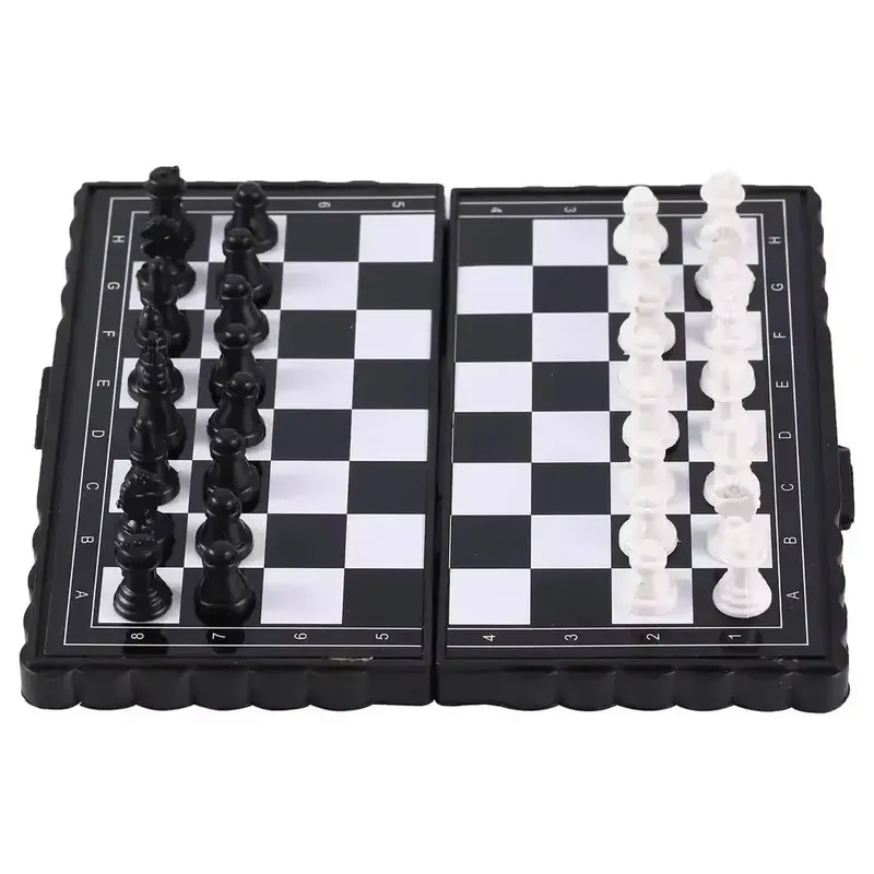 1 Stück Mini Magnetisches Schachspiel Faltbares Magnetisches Plastik-Schachbrett Brettspiel Tragbares Kinderspielzeug für Draußen