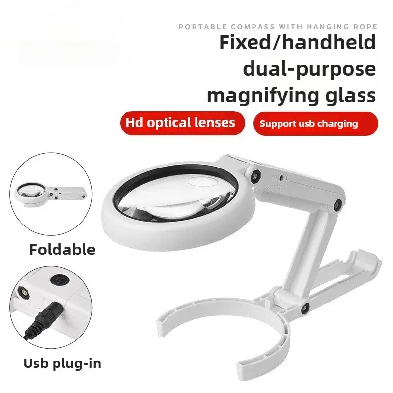 Faltbar mit 8 LED-Lichtern, 5 x 11 x Ständer, Schreibtisch für Schmuckbewertung, Lesen, Reparatur, Lupe, tragbar, handgehalten