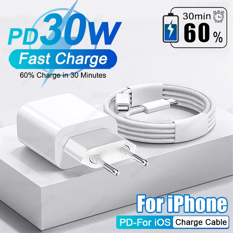 PD 30W Schnellladegerät für iPhone 15 11 12 13 14 16 Pro Max Plus XR X XS Max Ladegerät Schnellladung USB Typ C Kabel Telefonzubehör