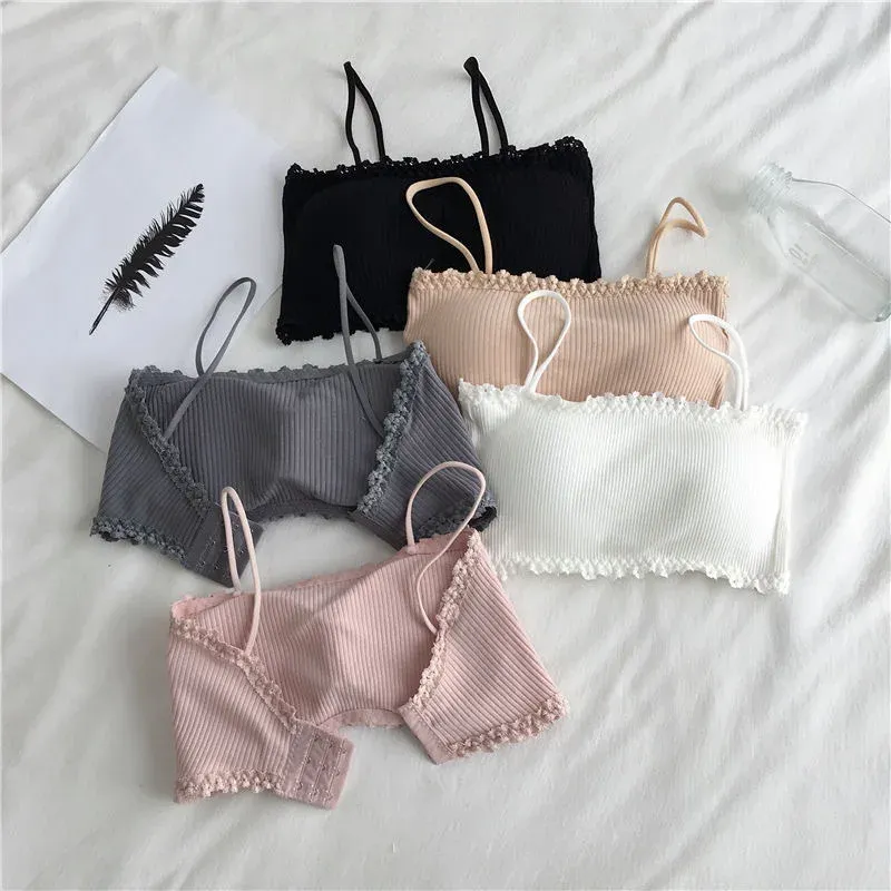 Damen Baumwoll-BH, weiblicher Tube-Top-BH, Damen-Hosenträger-Unterwäsche, schönes Tank-Top, nahtloser Komfort-BH, Sport-BH, Spitzen-Tops