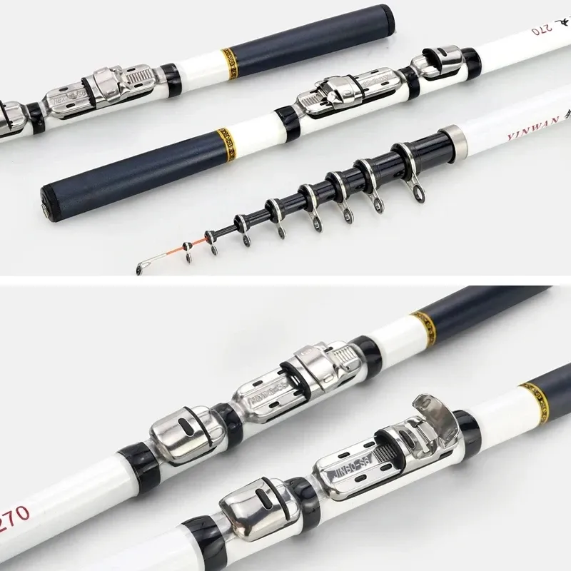 1,8 M/2,1 M/2,4 M/2,7 M/3,0 M Teleskop Rock Angelrute Spinning Fly karpfen Feeder Glas Faser Pesca Mini Reise Angelrute Reel Sitz
