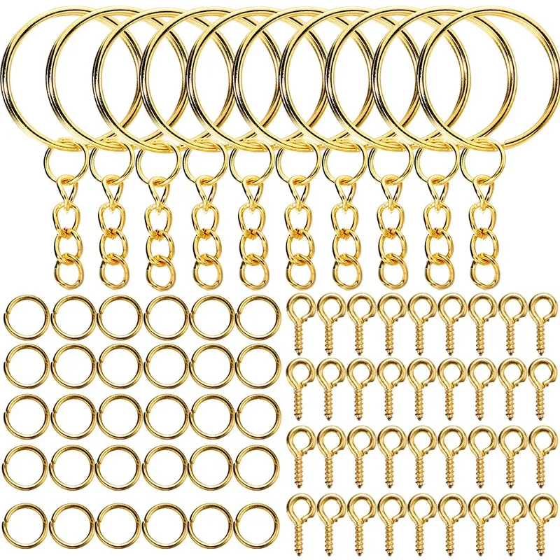 110 Stück Schlüsselanhänger, offene Biegeringe, Augennadeln, Schmuckherstellung, Zubehör-Set für DIY Epoxidharz, Schlüsselanhänger, Schlüsselanhänger