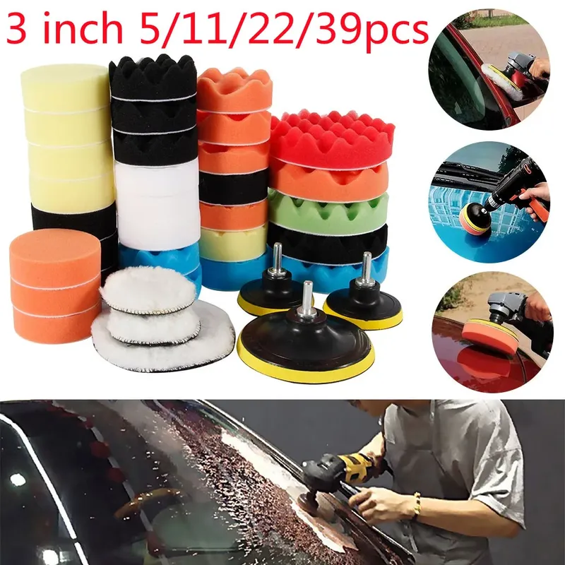 5/11/22/39 Pack Auto-Polierpad-Set, 7,6 cm, waschbares Polierpad, Schwamm-Polierpad, wiederverwendbares Polierpad aus Wollfaser, Auto