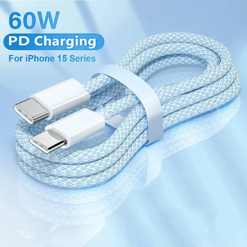 PD 60 W USB C auf Typ C Farbe Kabel Schnelle Lade Datenkabel Für iphone 15 Samsung Huawei Typ C Weben kabel telefon Zubehör