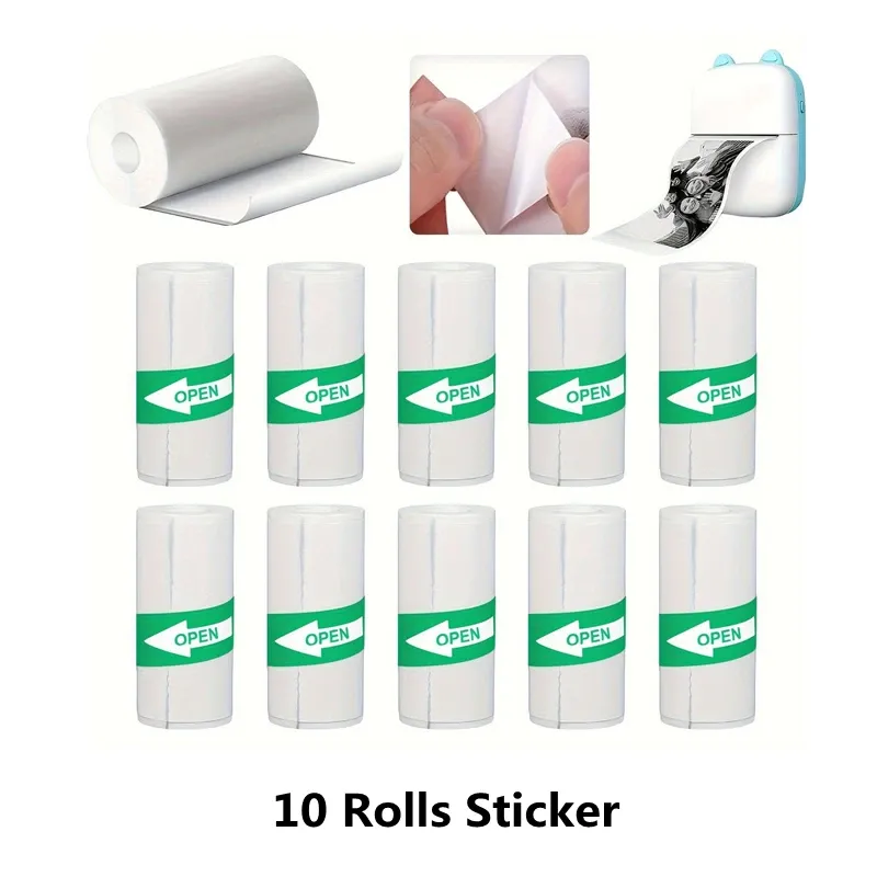 10 Rollen weißes Thermopapier für Kinderkameras, Holzzellstoff, Sofortdruck, Kinderkameras-Druckpapier, Ersatzzubehör, Teile