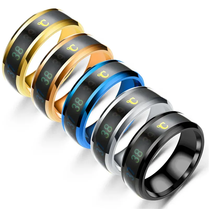 Titan Stahl Temperatur Paar Ring Stimmung Emotion Gefühl Intelligente Empfindliche Ringe Für Frauen Männer Wasserdicht Schmuck Geschenk