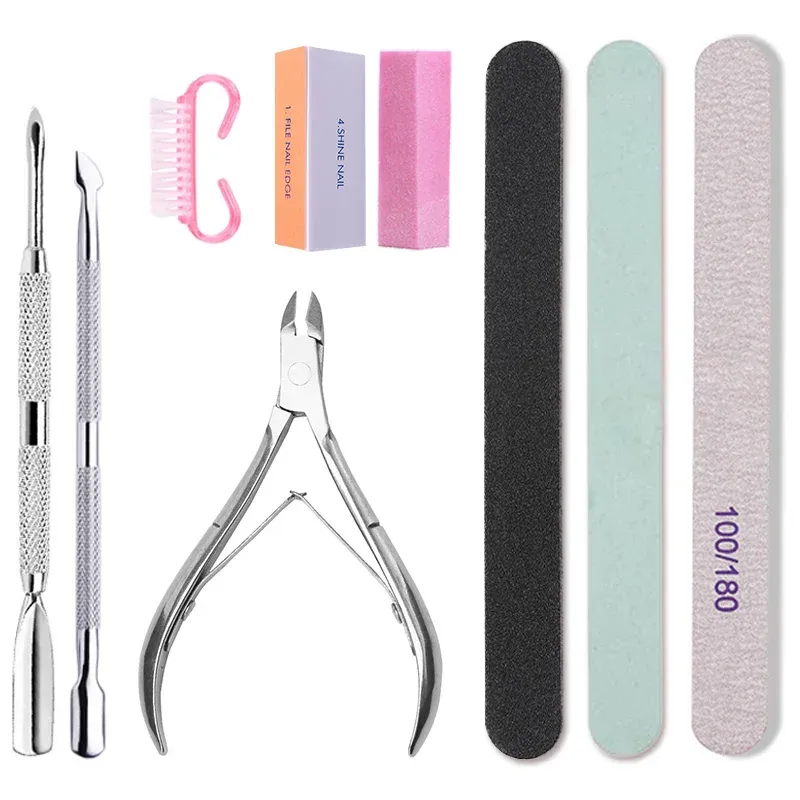 Nail art Sand Datei Puffer Schwamm Block Pinsel Nagel Datei Set Mit Nagel Clippers Schere Dead Skin Remover Pflege Maniküre Kit Werkzeuge