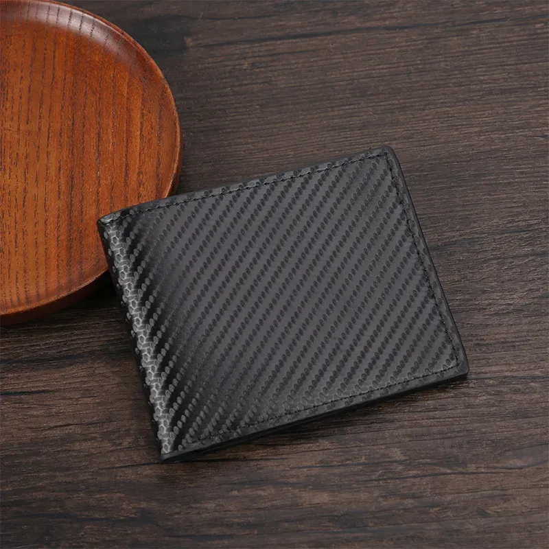 Kurze Geldbörse für Herren mit Kohlefasermuster, großes Fassungsvermögen, Geldscheinklammer, minimalistische, schlanke Bifold-Geldbörsen mit mehreren Kartenfächern und Ausweisfenster