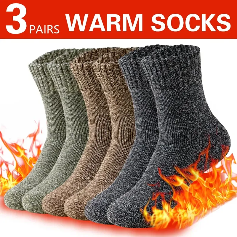1/3 Paar Herbst-Winter Dicke Frottee-Herrensocken, Lange Outdoor-Sportsocken, Kältebeständig, Frostschutz, Schneesocken als Geschenk