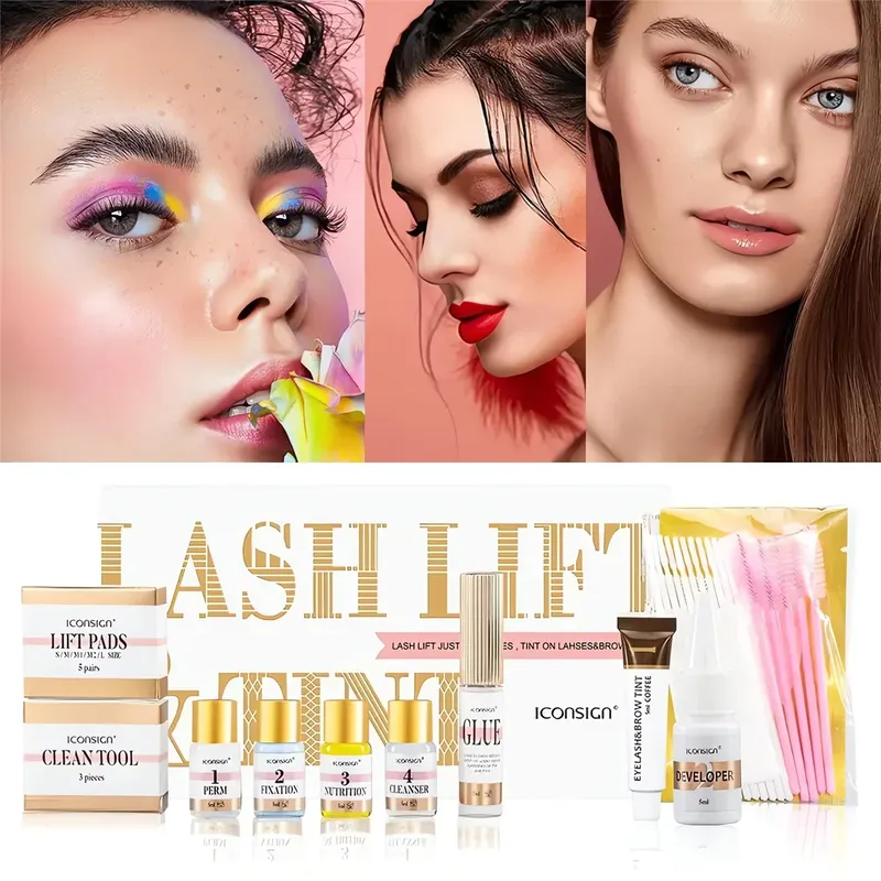 Icon sign Wimpern lift und Tönung Kit Wimpern Dauerwelle Kit Augenbrauen Farbstoff Tönung Kit Lifting Wimpern Augenbrauen Färben Augen Make-up Werkzeuge schwarz braun