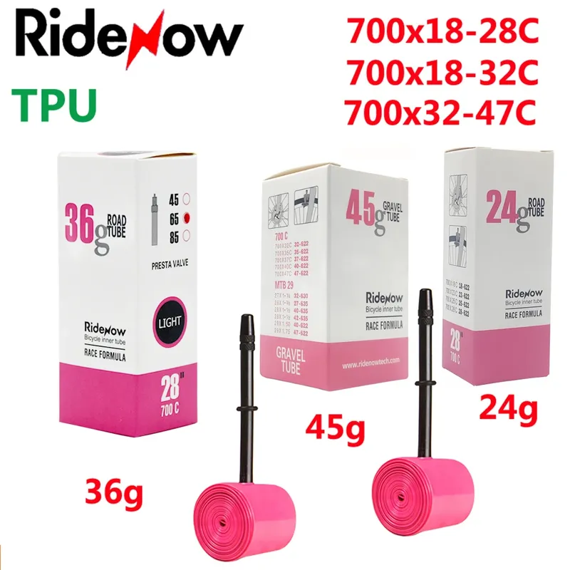 RideNow TPU Fahrradschlauch 700C 700x18 23 25 28 32 35 37 40 47C Rennradreifen MTB Fahrradkamera 29x1,5 1,75 1,9 pneu aro