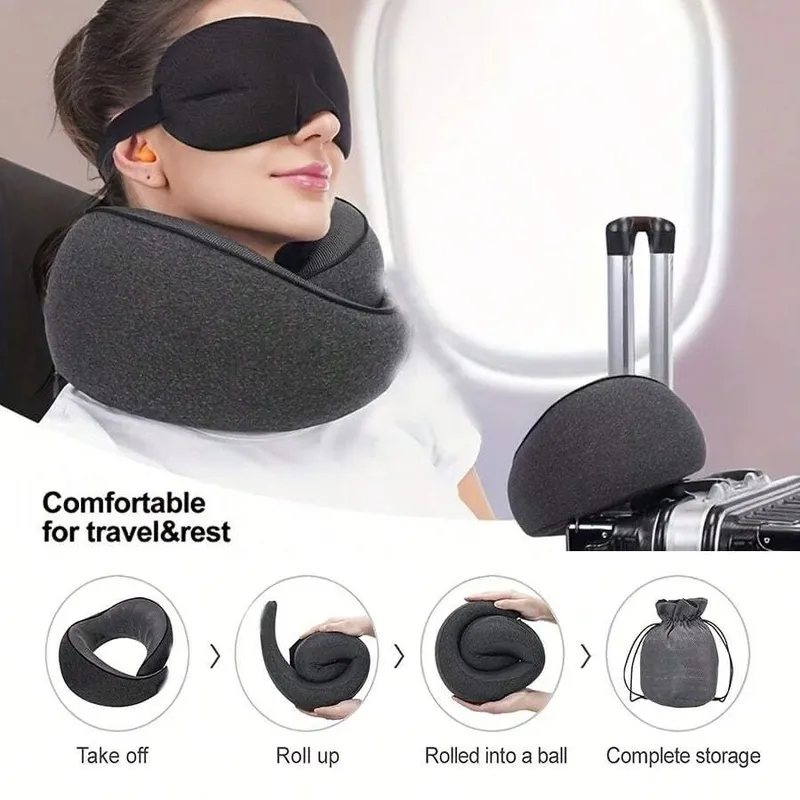 1pc Reise kissen reines Memory Foam Nacken kissen, bequemer und atmungsaktiver Bezug, maschinen wasch bar, Flugzeug reise kit mit Luxus