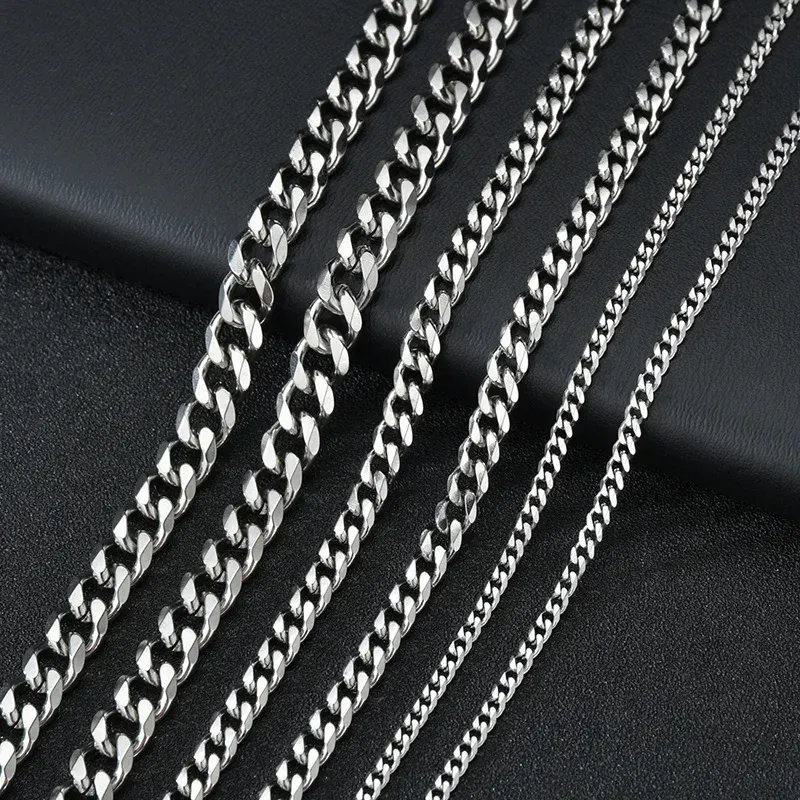 3,5-7 MM Breite Edelstahl Halsketten Für Männer Punk Cuban Link Kette Choker Frauen Hip Hop Fashion Party schmuck Zubehör