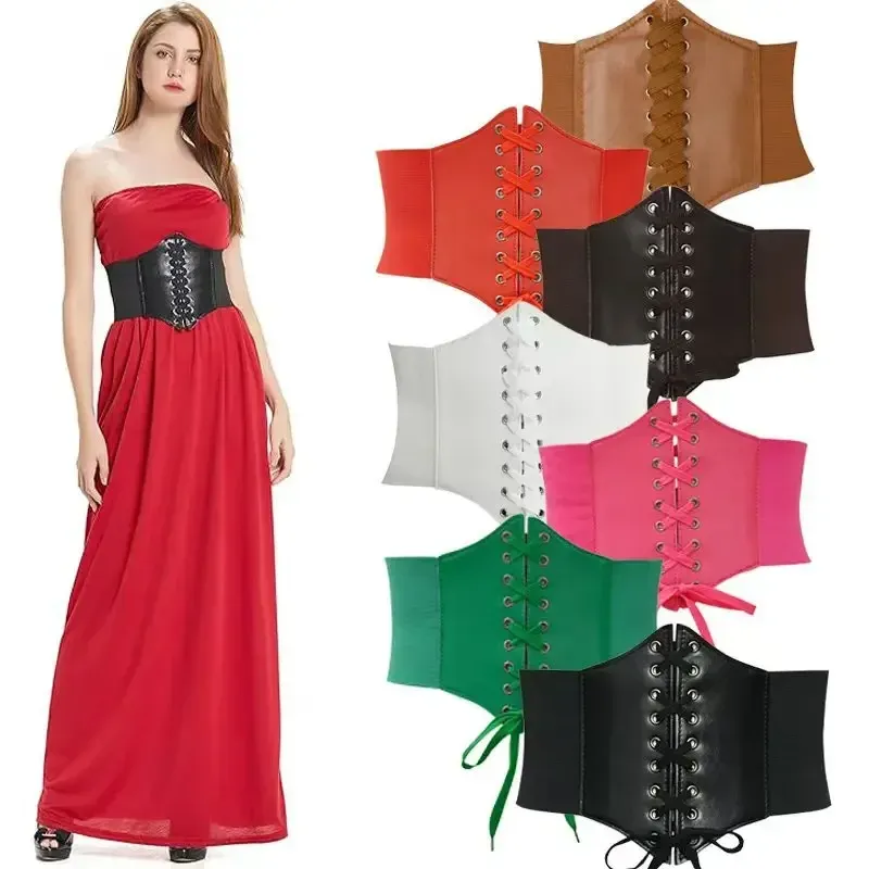 Neue Korsett Punk Schwarz Breiten Gürtel Pu Leder Abnehmen Körper Gürtel für Frauen Elastische Hohe Taille Gürtel Weibliche Cummerbunds